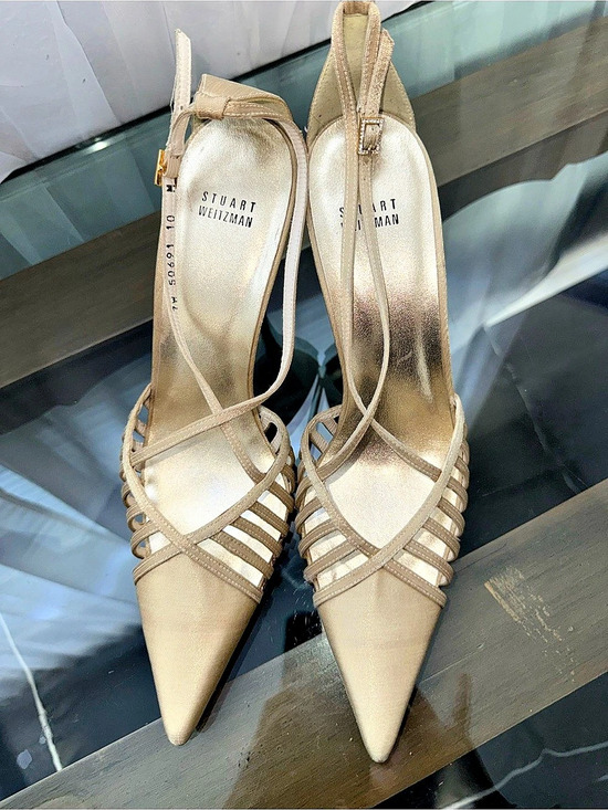 Stuart Weitzman Shoes - Stuart Weitzman Gold Metallic Strappy Heels Size 10